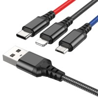 Hoco X76 3 in 1 Super Charging Cable  (iP+Type-C+Micro)
