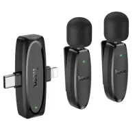 Hoco L15 Dual Port Dual Mic Lavalier Wireless Microphone (Type-C & Lightning)