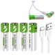 Smart Tools AAA 750mah/1.5V Rechargeable Pencil Battery White-Green (4 Pcs Set)